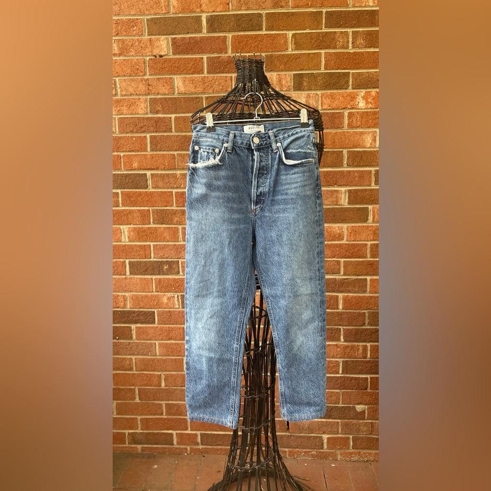 Agolde Riley Straight Crop Buttonfly Jeans Size 23 - Picture 3 of 8